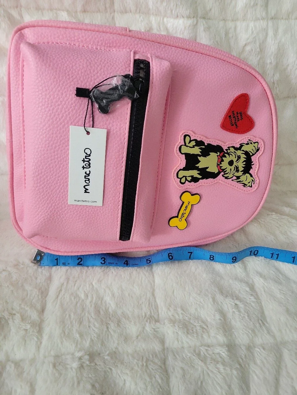 Marc Tetro Pink Kids To Adults Mini Backpack Set with Wallet Card Hold Dog Patch
